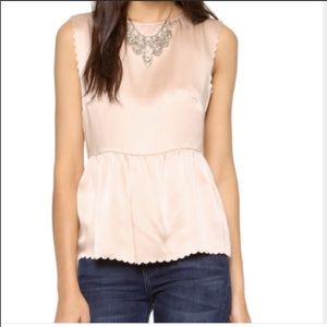 Madewell Silk Peplum Scallop Top Size Small